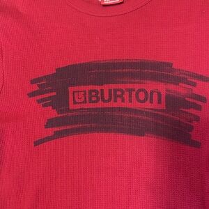 90’s Burton Men's Red Waffle Knit Long Sleeve Tee